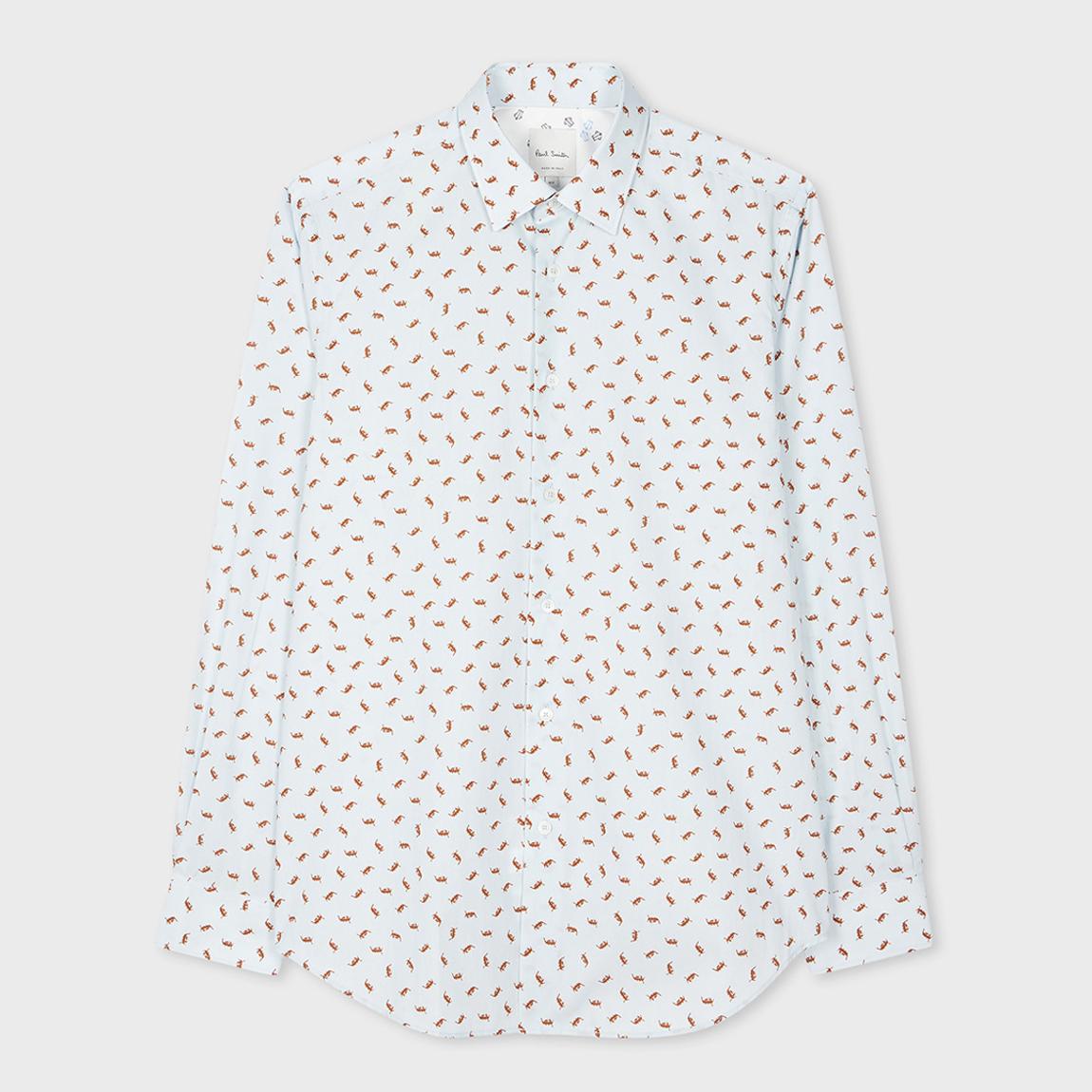Light Blue Printed Tailored Fit Shirt main product photo