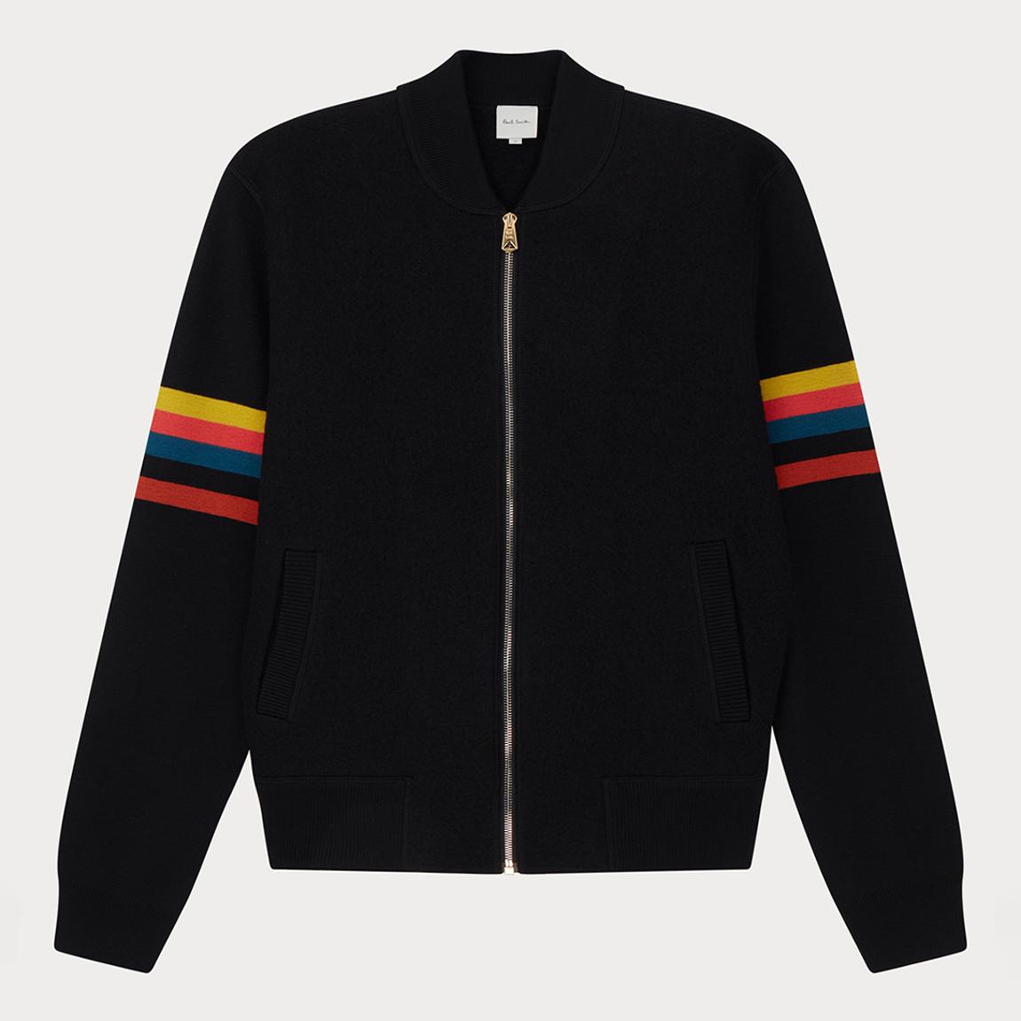 Black Wool Knitted Bomber Jacket main product photo