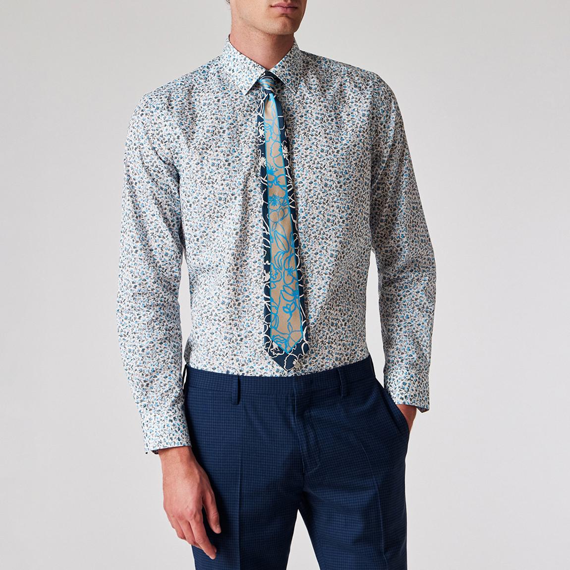 Blue Floral Tailored Fit Shirt main product photo