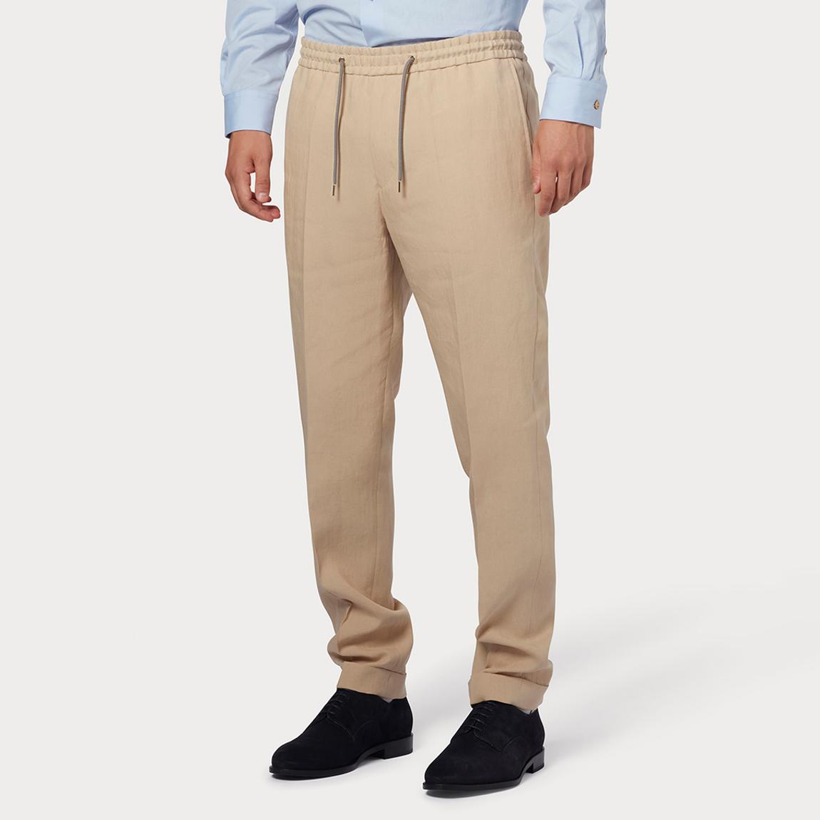 Beige Linen Drawcord Trouser main product photo