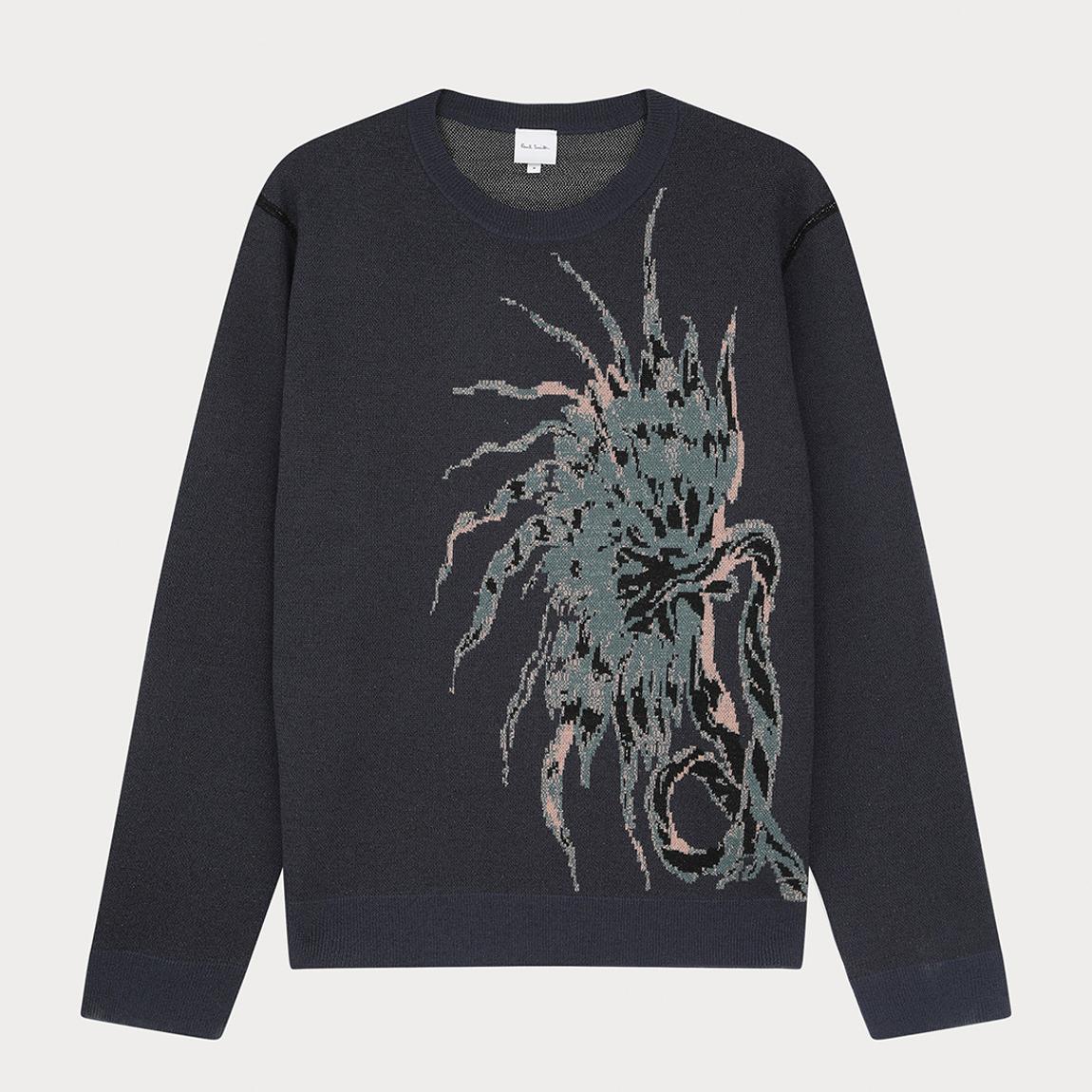 Dark Grey Print Wool Blend Sweatshirt main product photo