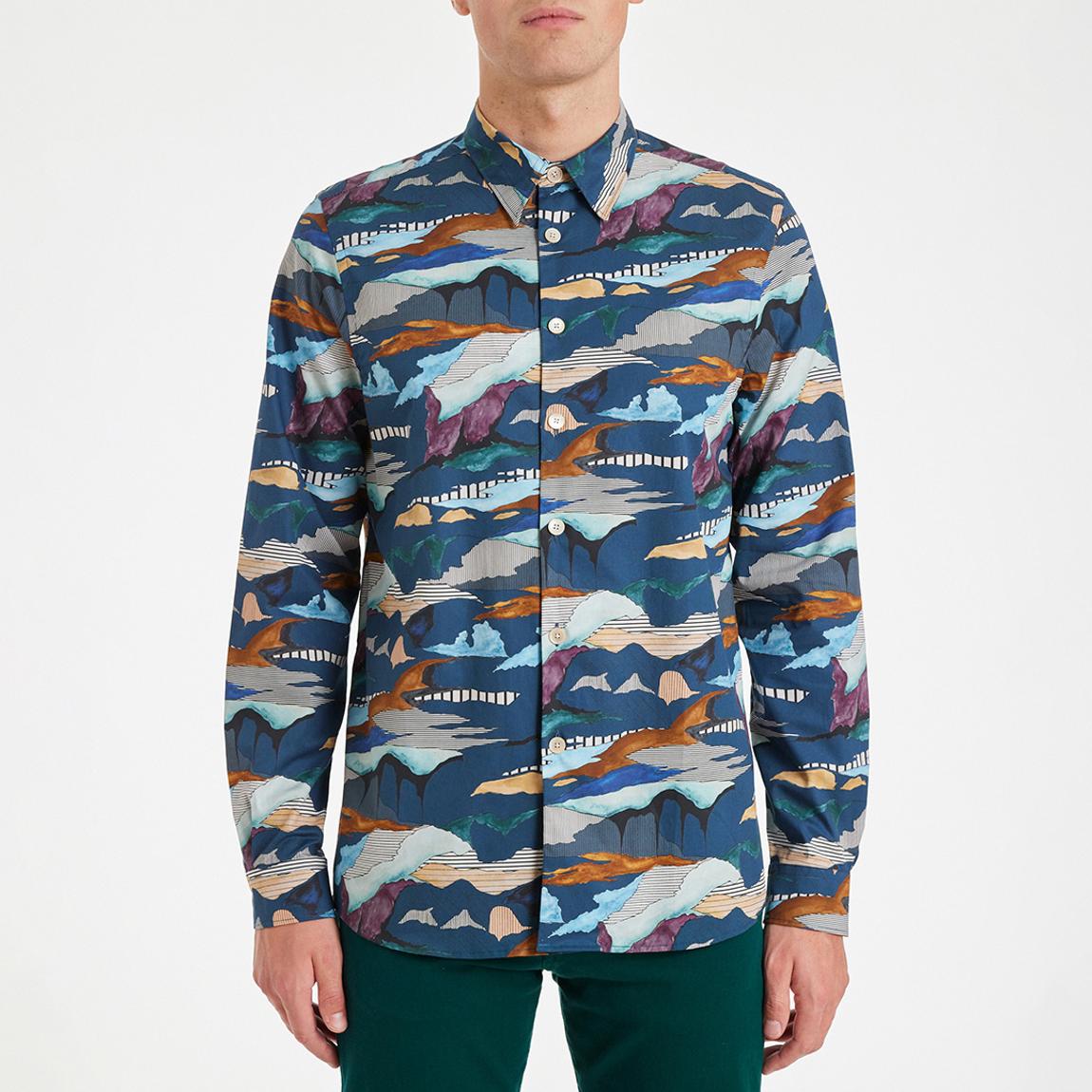 Navy Print Regular Fit Shirt main product photo