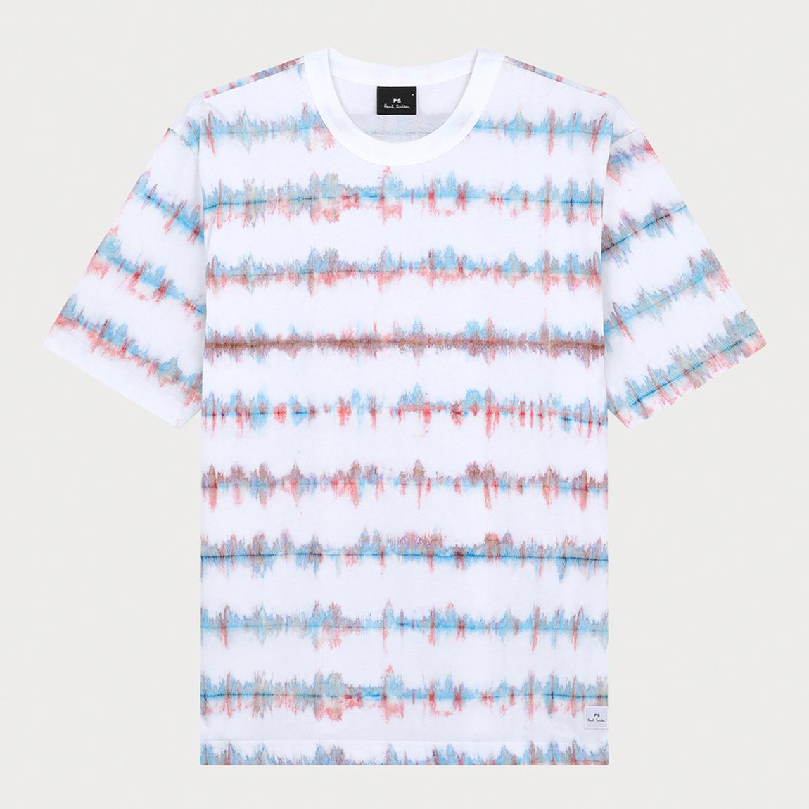 White Shibori Stripe T-Shirt main product photo