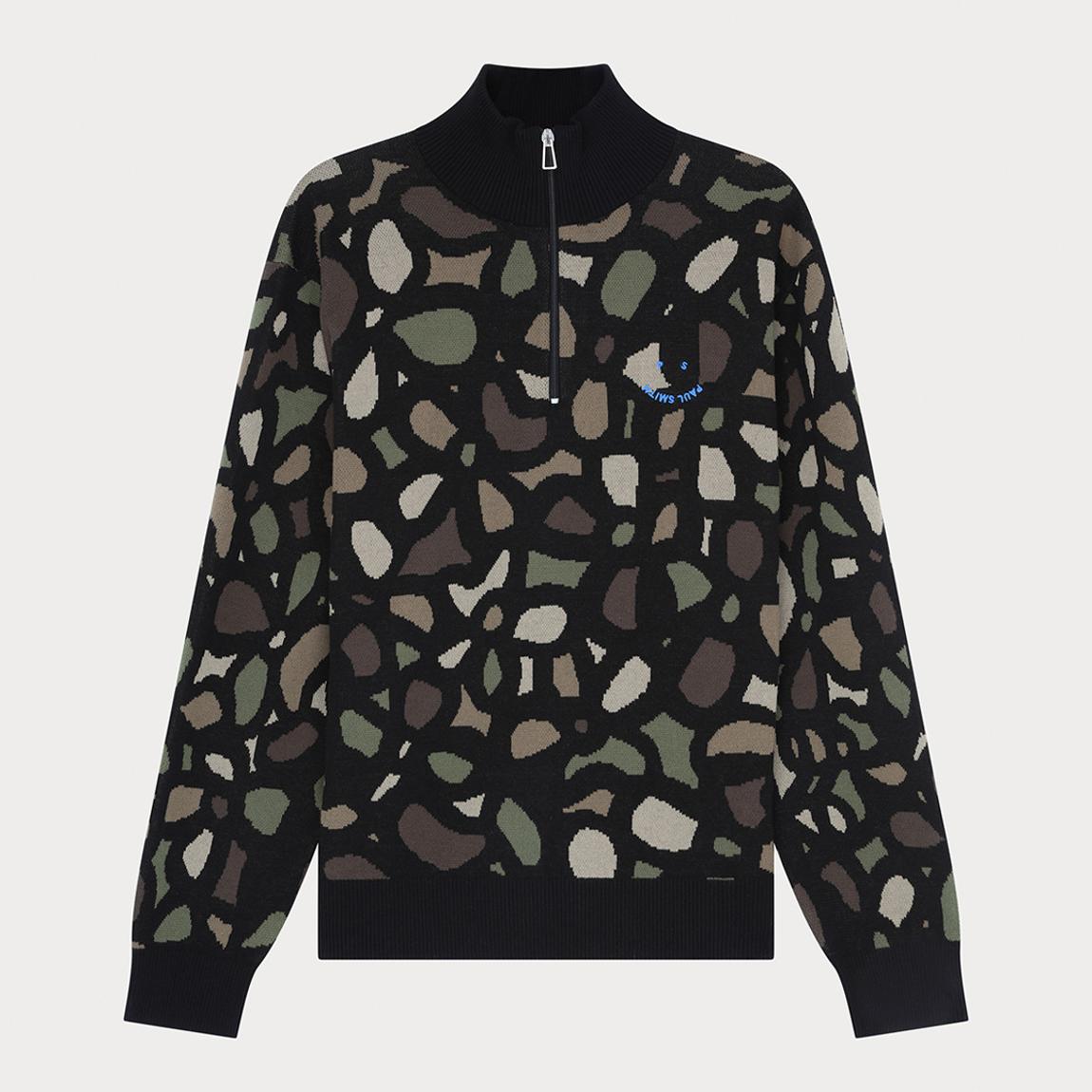 Khaki Zip Neck Happy Sweatshirt main product photo