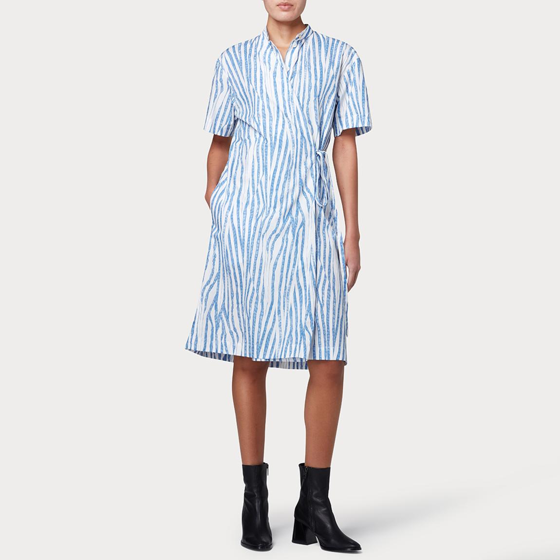 Blue Stripe Cotton Wrap Dress main product photo