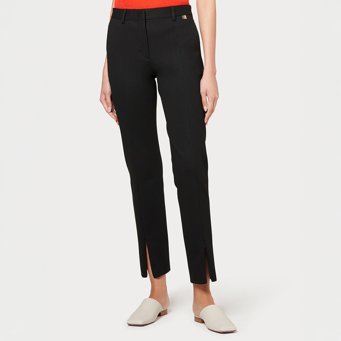 Black Zip Split Slim Crop Trousers main product photo