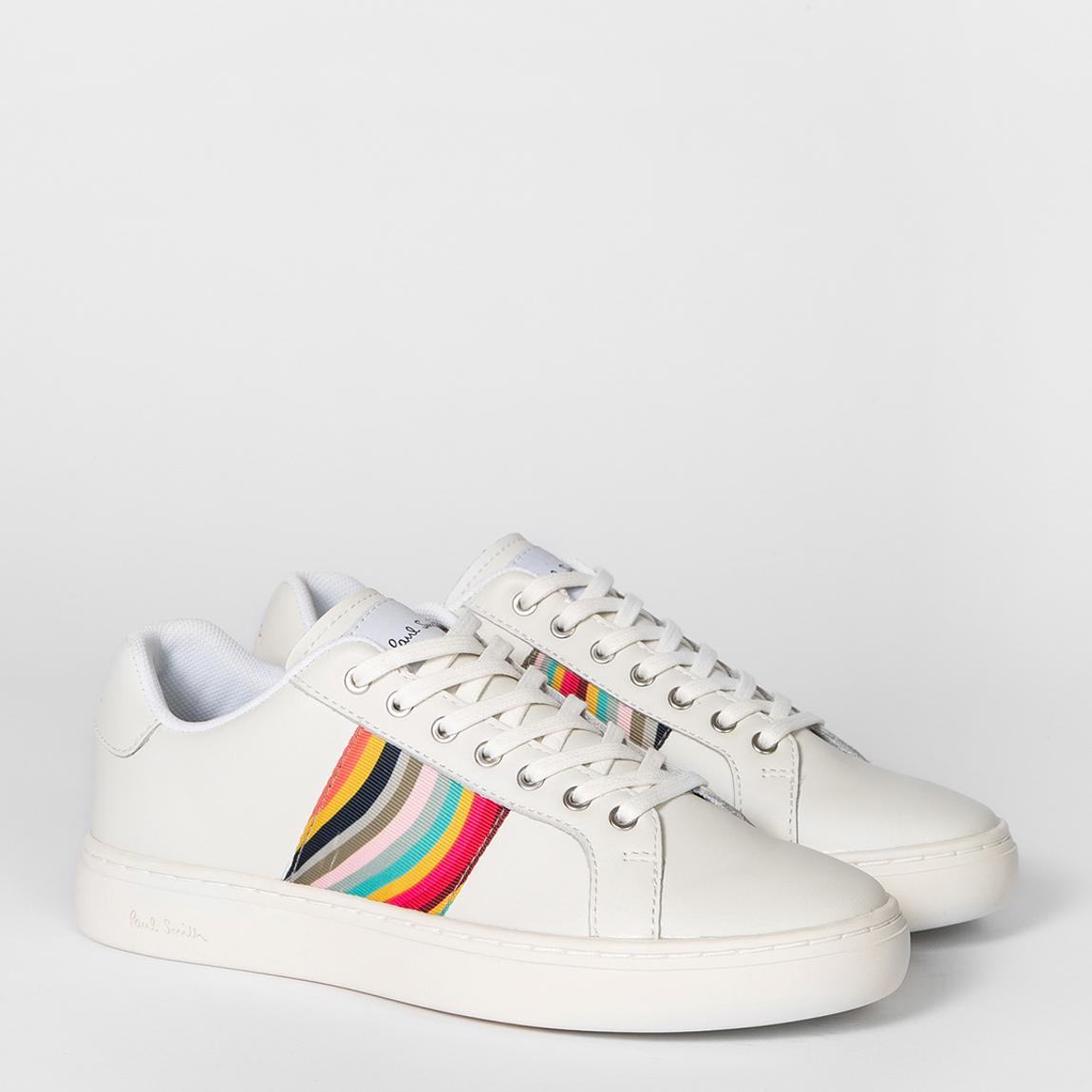 White Lapin Swirl Leather Trainers main product photo