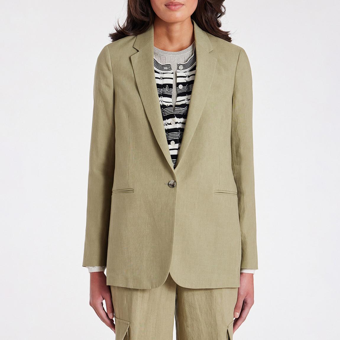 Light Khaki Slim Linen Blazer main product photo