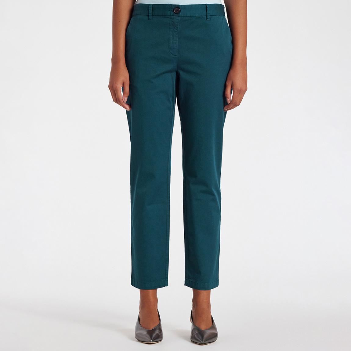 Teal Straight Crop Cotton Chino Trousers main product photo
