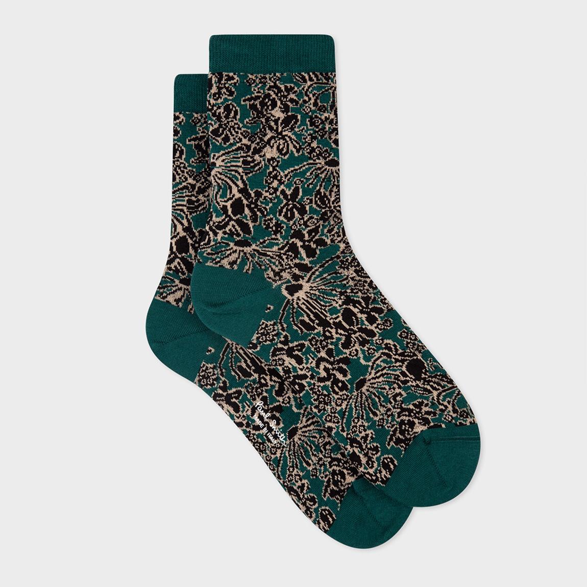 Green Bridleway Printed Cotton Stretch Socks main product photo