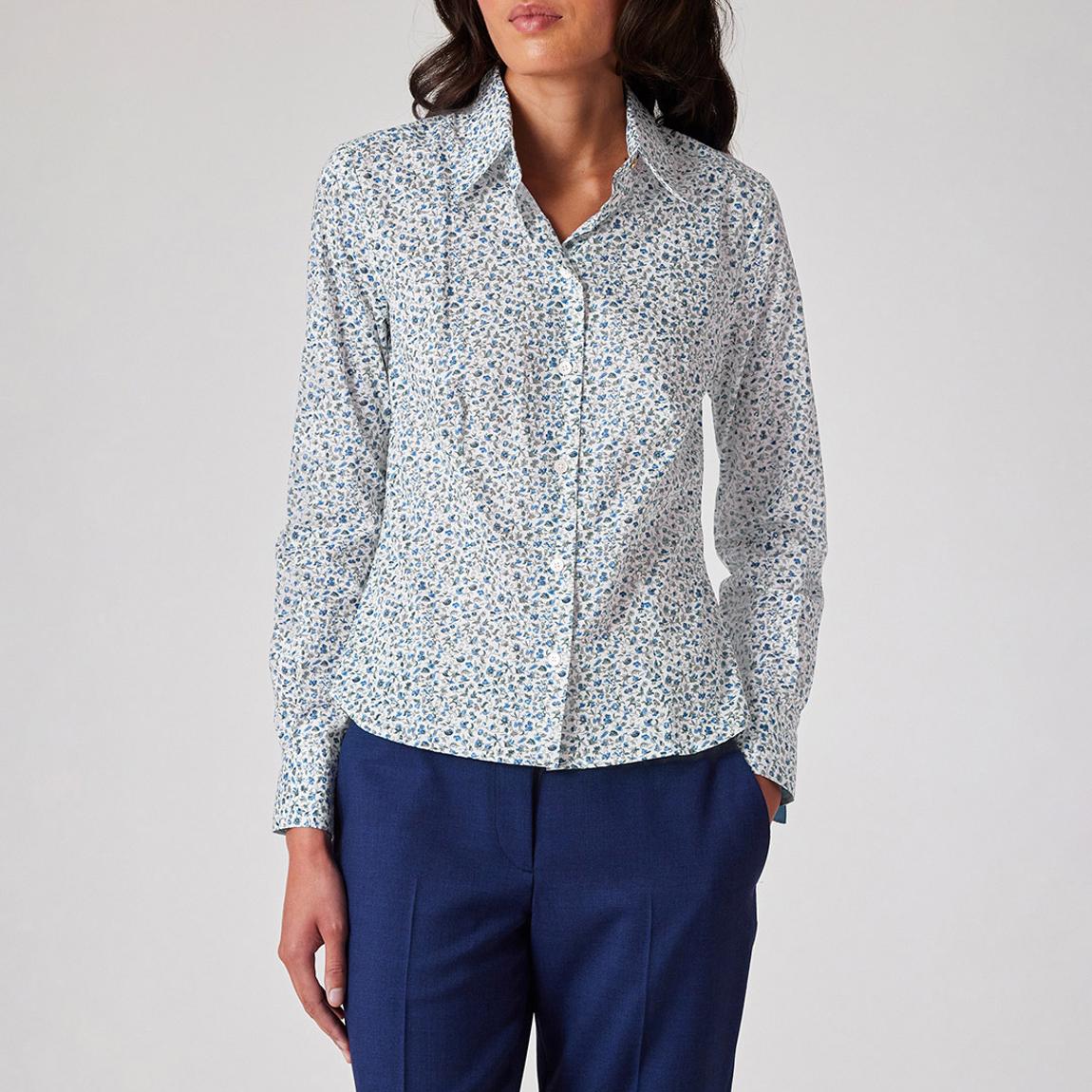 White Ditsy Floral Cotton Shirt main product photo