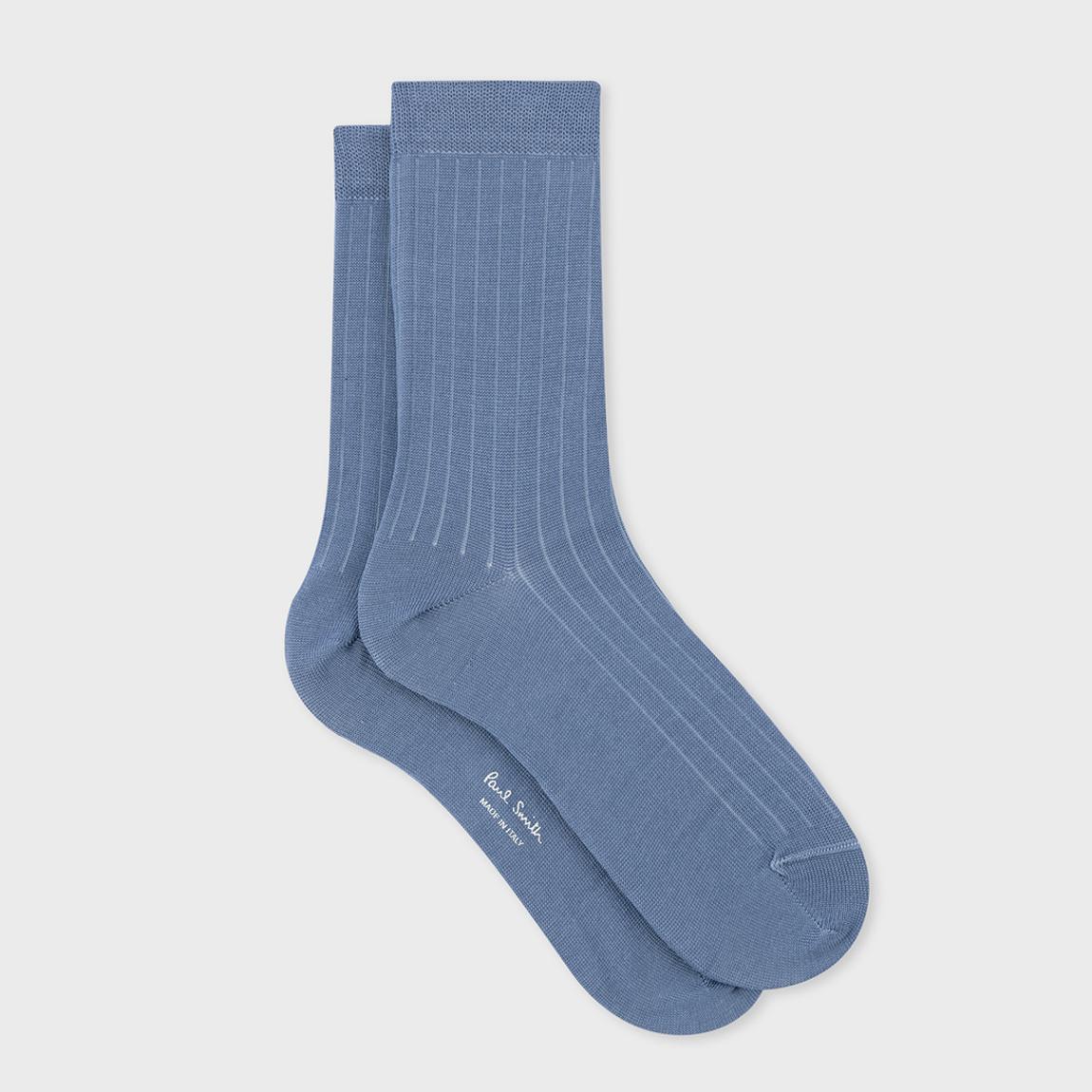 Blue Shadow Rib Cotton Blend Socks main product photo