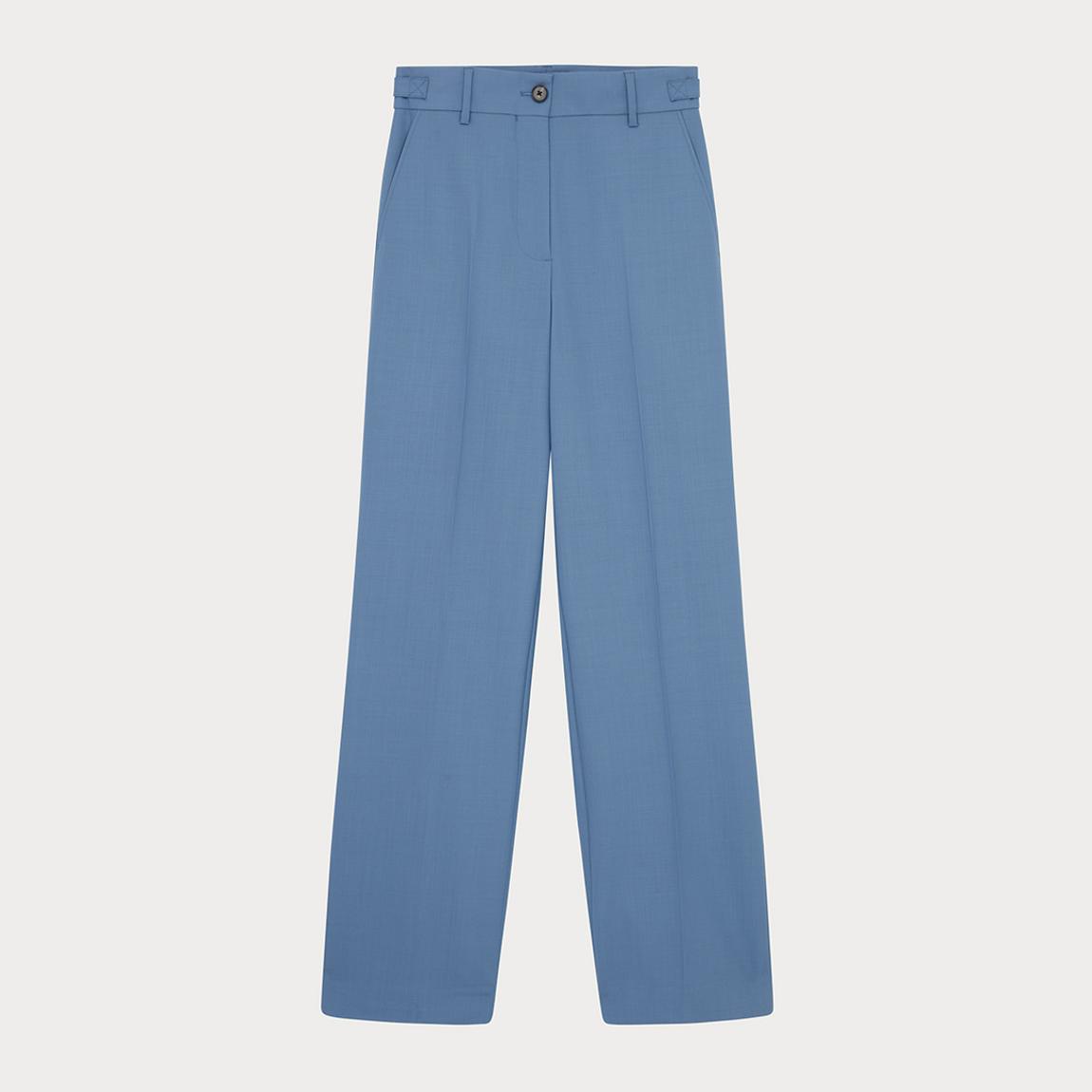 Blue Wide Pleated Wool Trousers main product photo