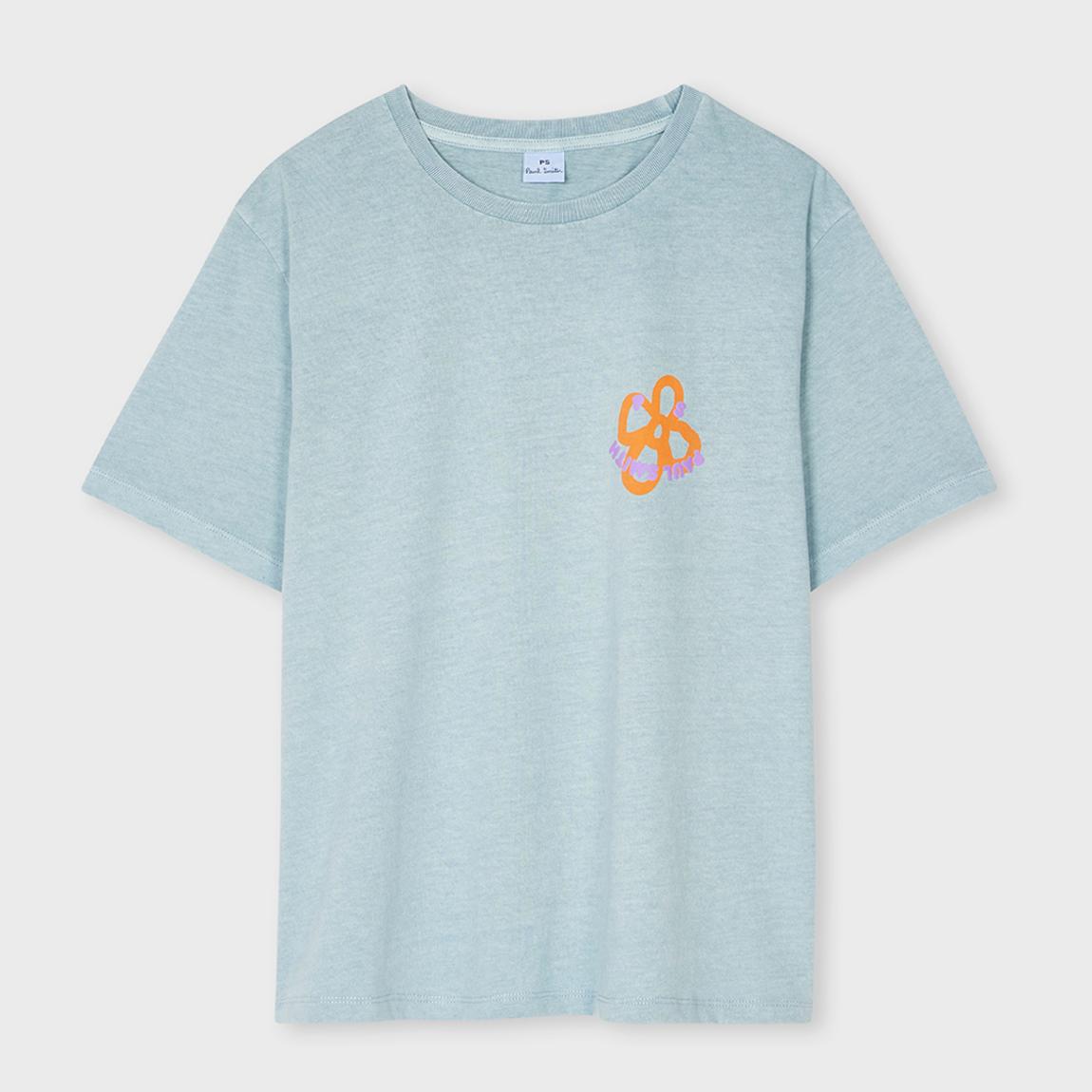 Mint Happy Flower Graphic Cotton T-Shirt main product photo