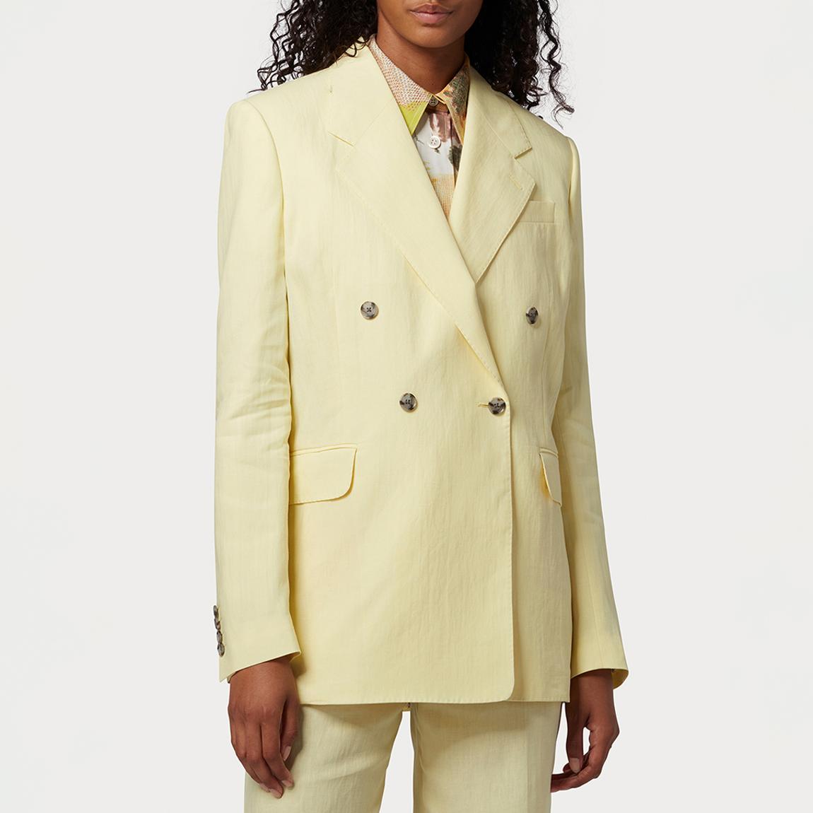 Pale Yellow Double Breasted Linen Blazer main product photo