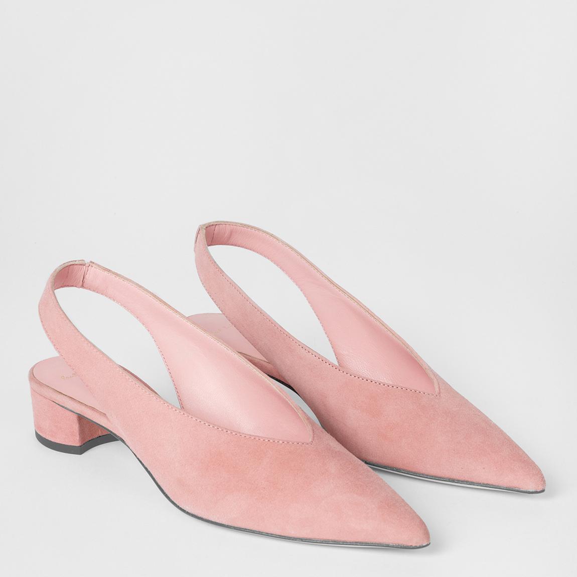 Pink Enid Suede Leather Slingback Heels main product photo