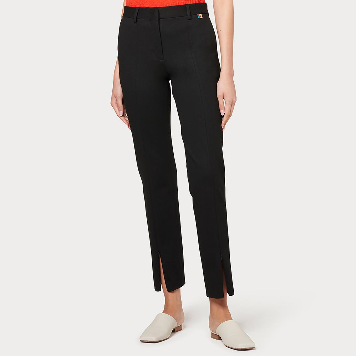 Black Zip Split Slim Crop Trousers main product photo