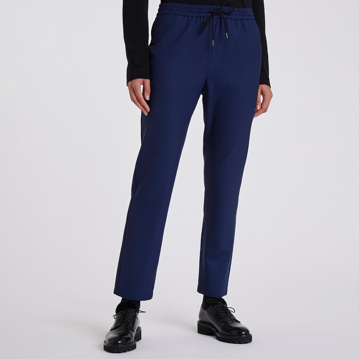 Dark Blue Drawstring Tapered Wool Trousers main product photo