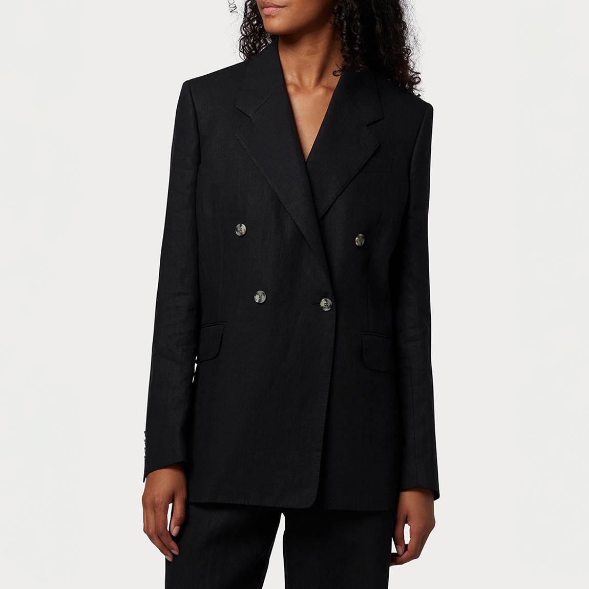 Black Double Breasted Linen Blazer main product photo