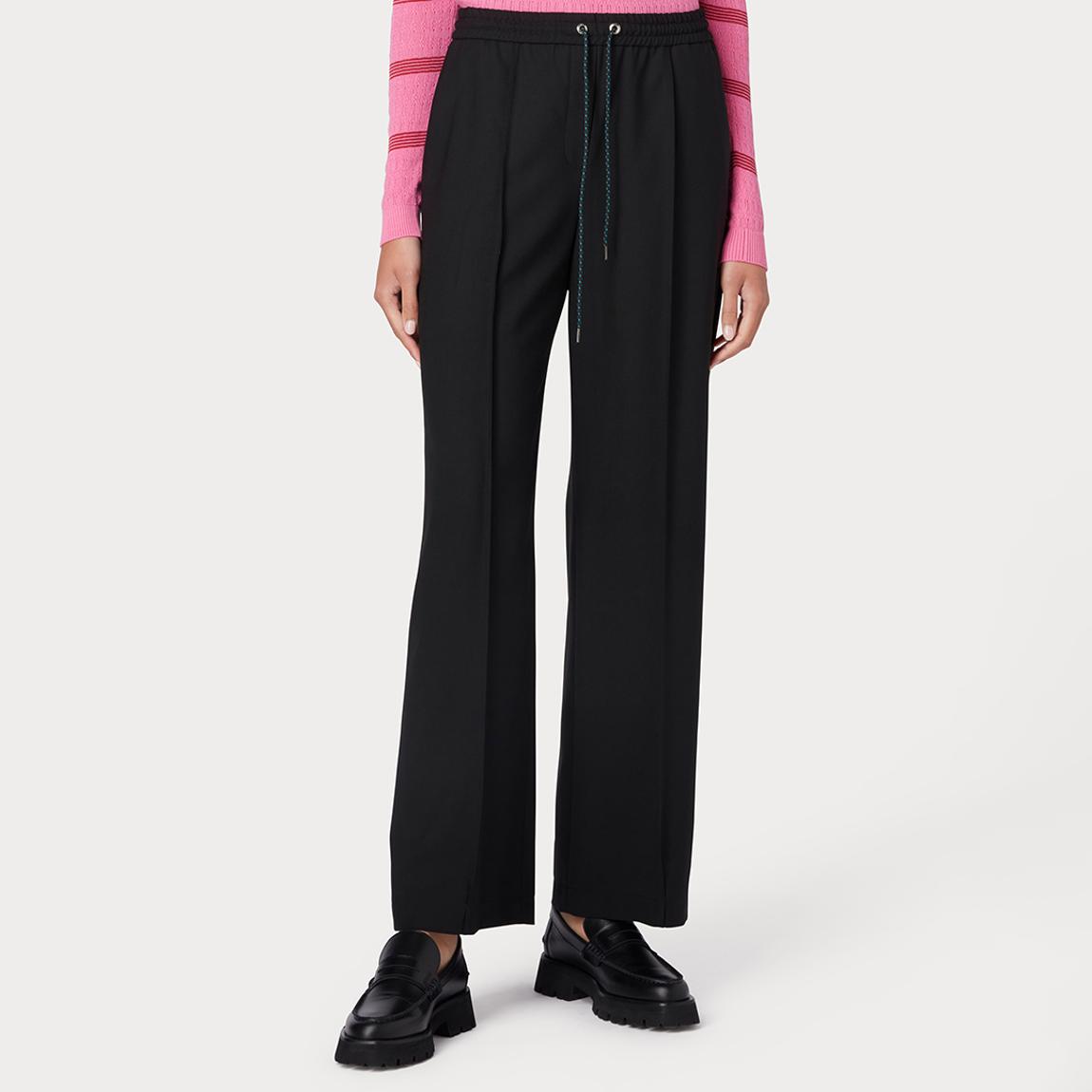Black Drawstring Wide Wool Trousers main product photo
