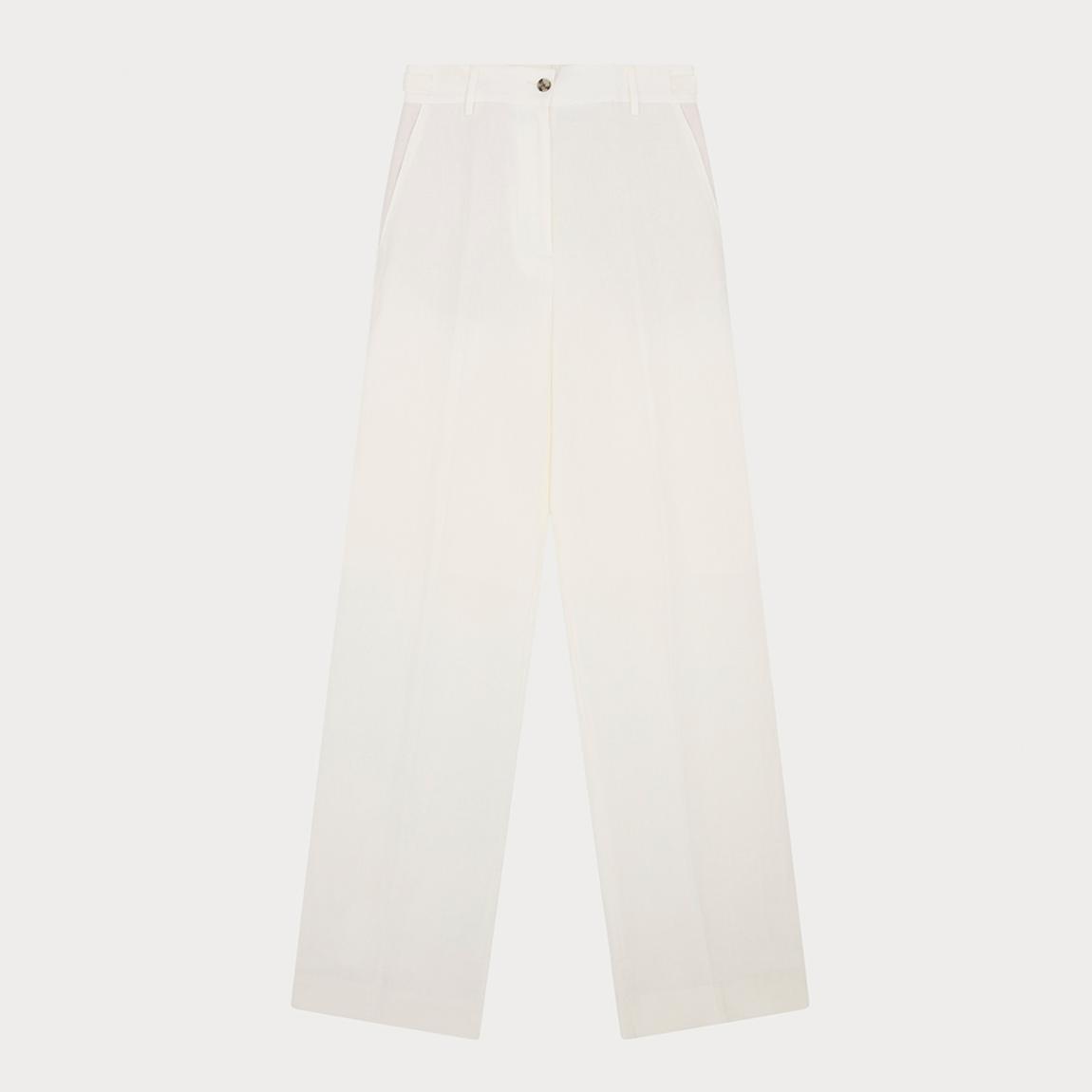 Ecru Wide Pleated Linen Trousers main product photo