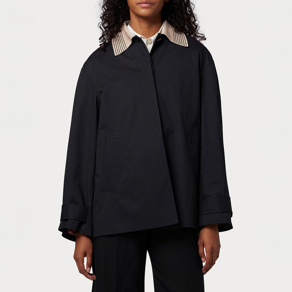 Navy Knit Collar Cotton Coat main product photo