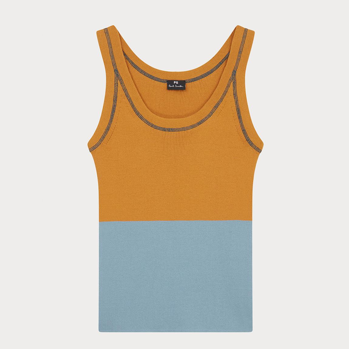 Orange/Blue Colourblock Cotton Knit Vest main product photo