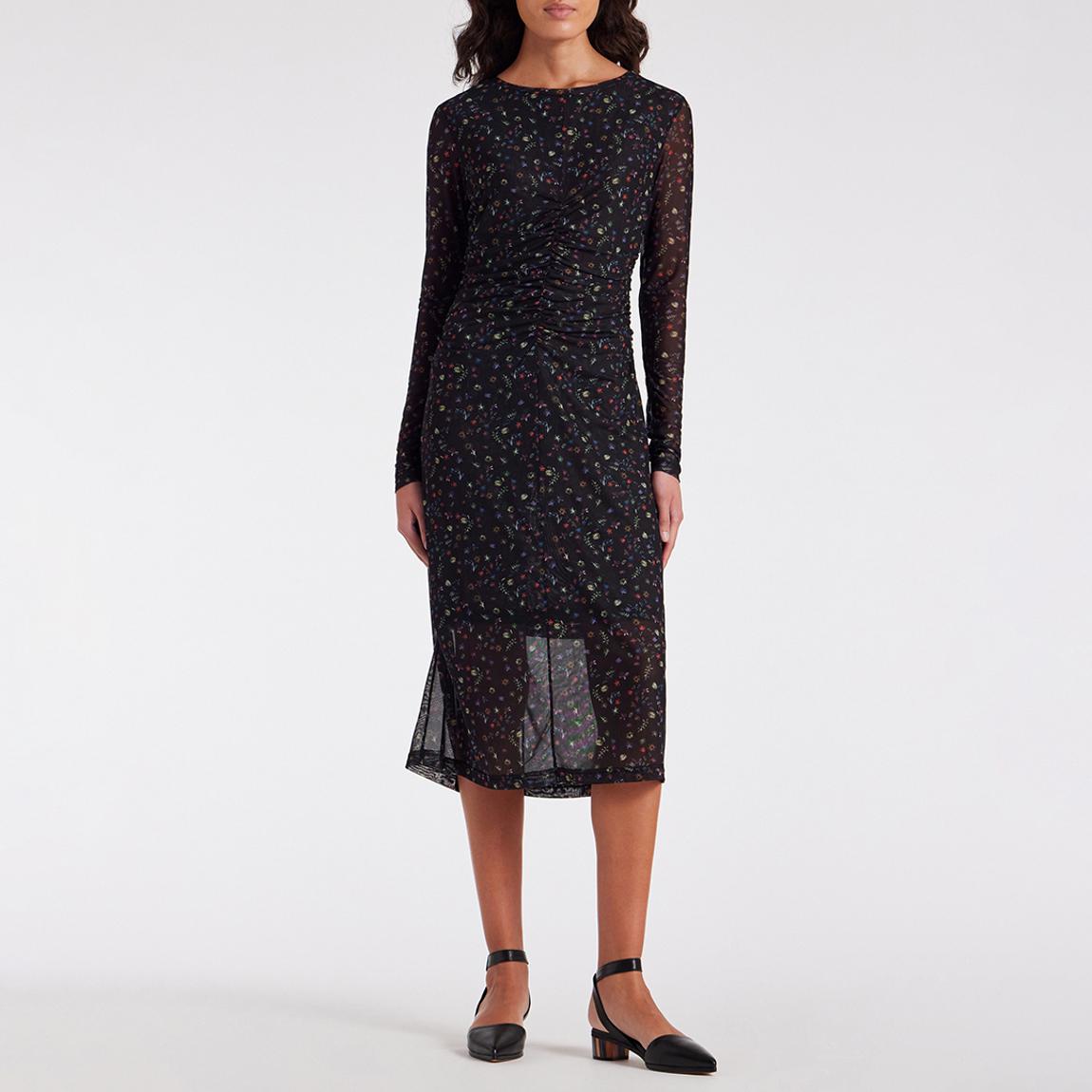 Black Floral Sheer Midi Dress main product photo