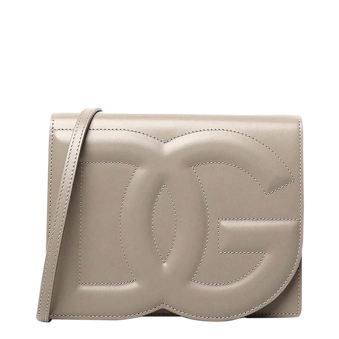 Beige Dolce & Gabbana Logo Leather Shoulder Bag main product photo