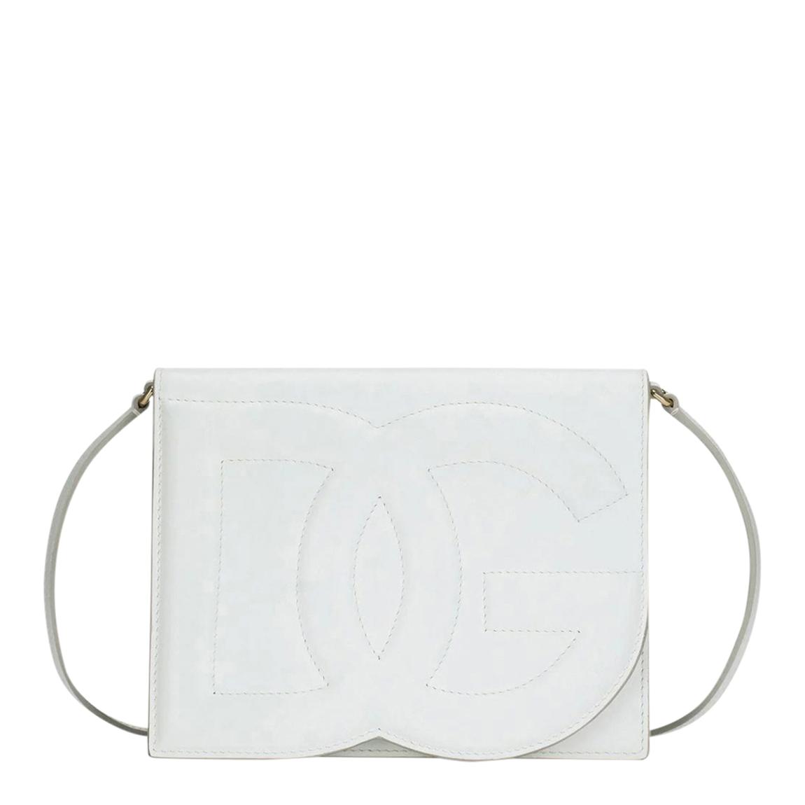 White Dolce & Gabbana Logo Leather Shoulder Bag main product photo