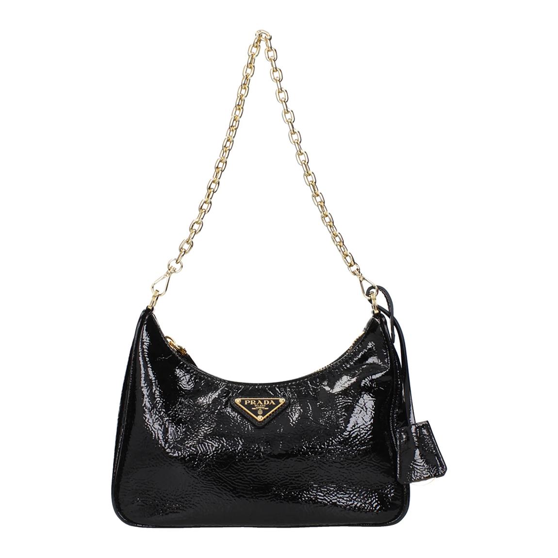 Black Leather Patent Prada Shoulder Bag main product photo