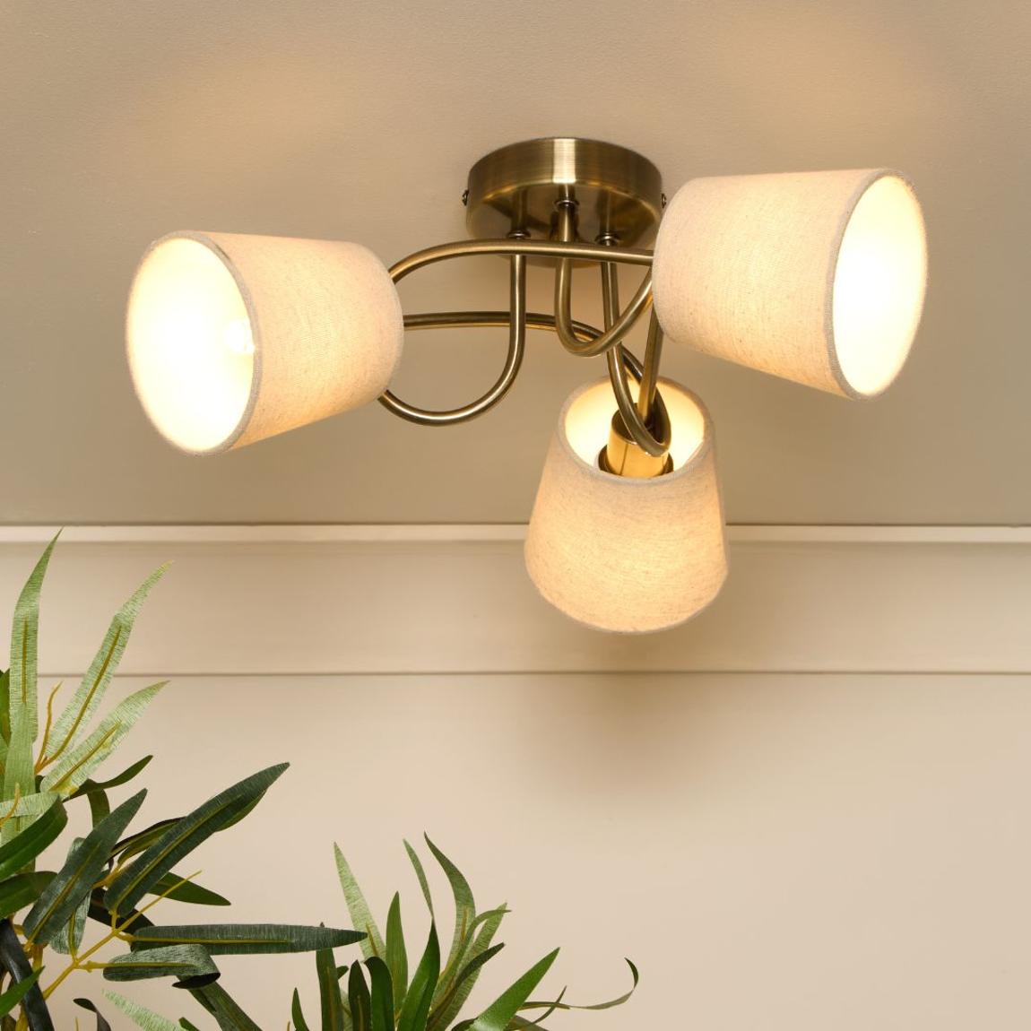 Addison 3 Light Antique Brass Flush Ceiling Light main product photo