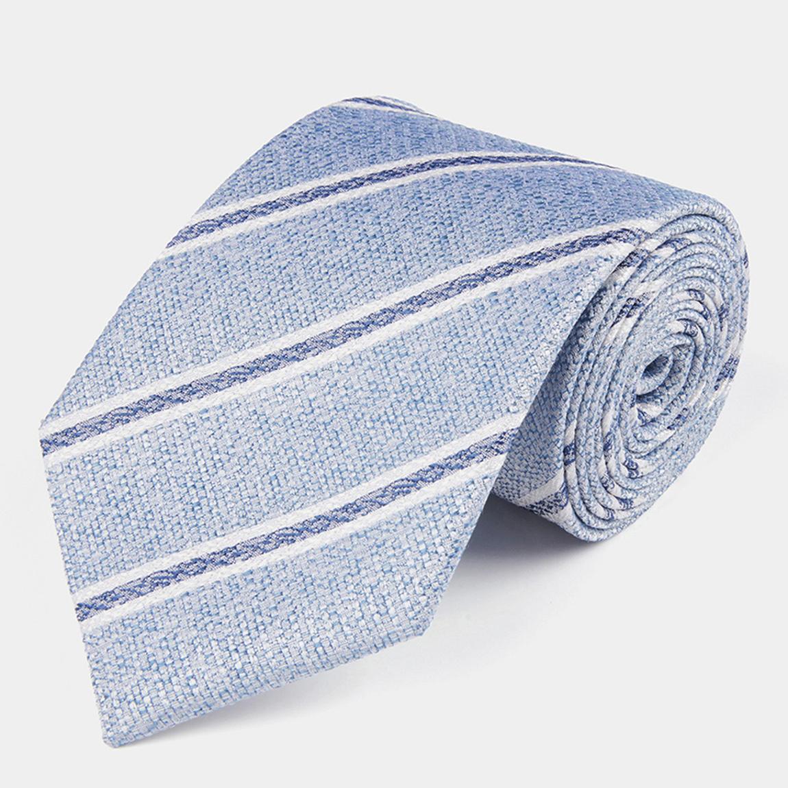 Blue Two Tone Stripe Silk Tie main product photo
