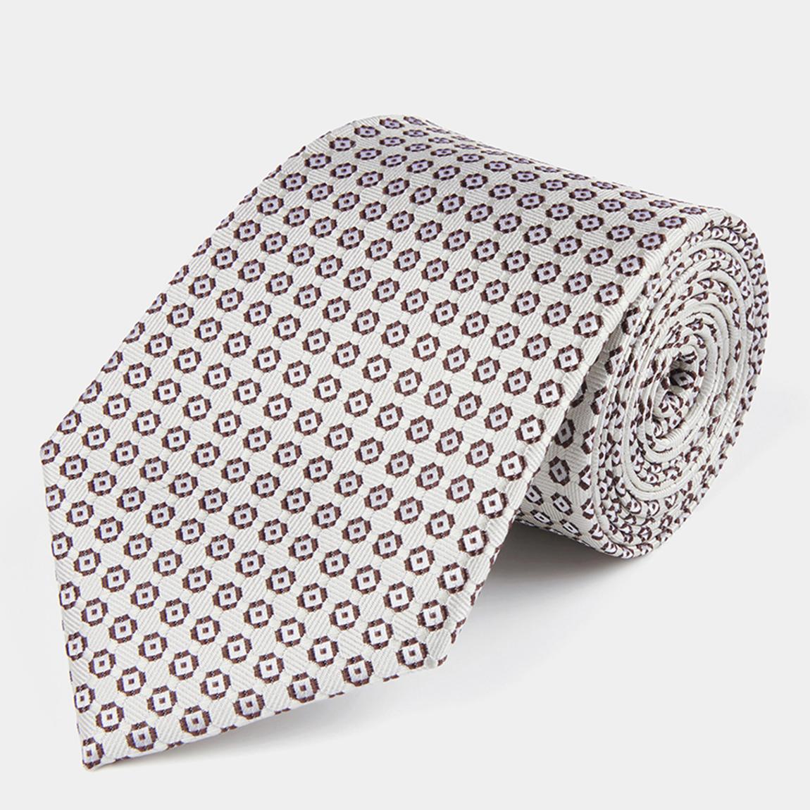 Cream Tonal Ditsy Silk Tie main product photo