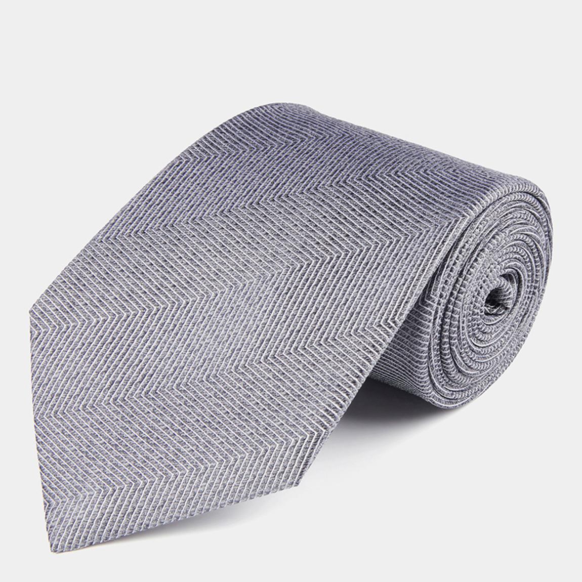 Grey Herringbone Silk Tie main product photo