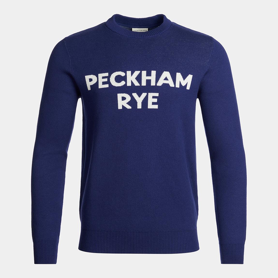 Navy Knitted Intarsia Crew Neck Jumper main product photo