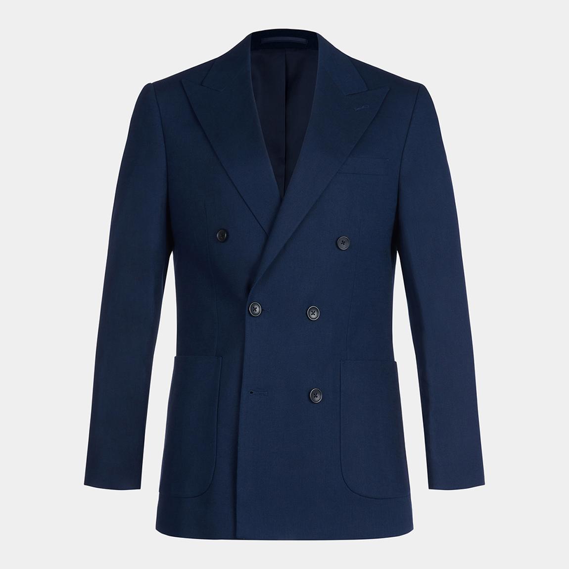 Navy Cotemporary Linen Double Breasted Jacket main product photo