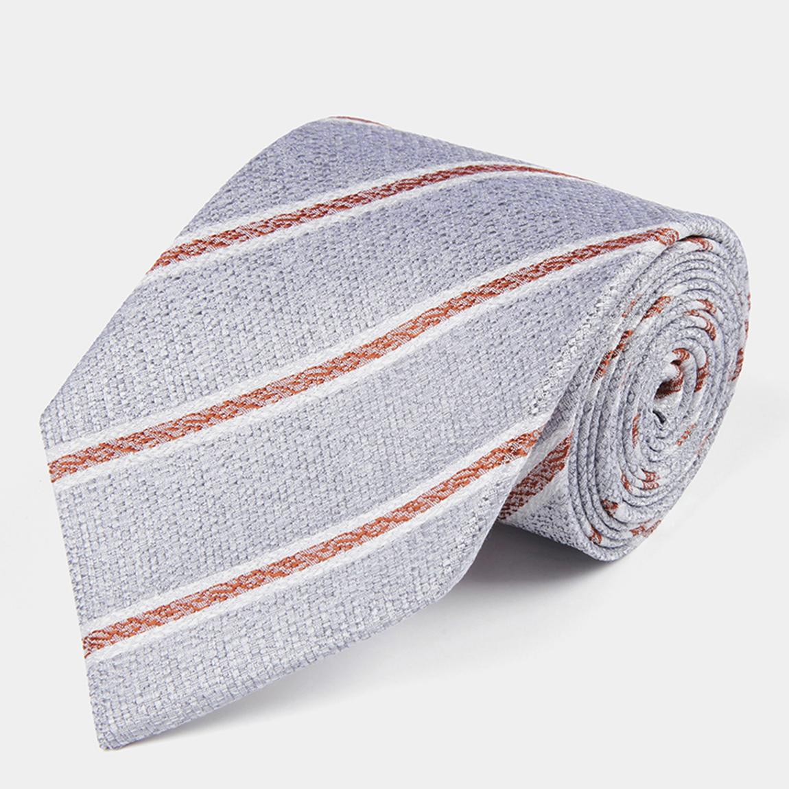 Grey Two Tone Stripe Silk Tie main product photo