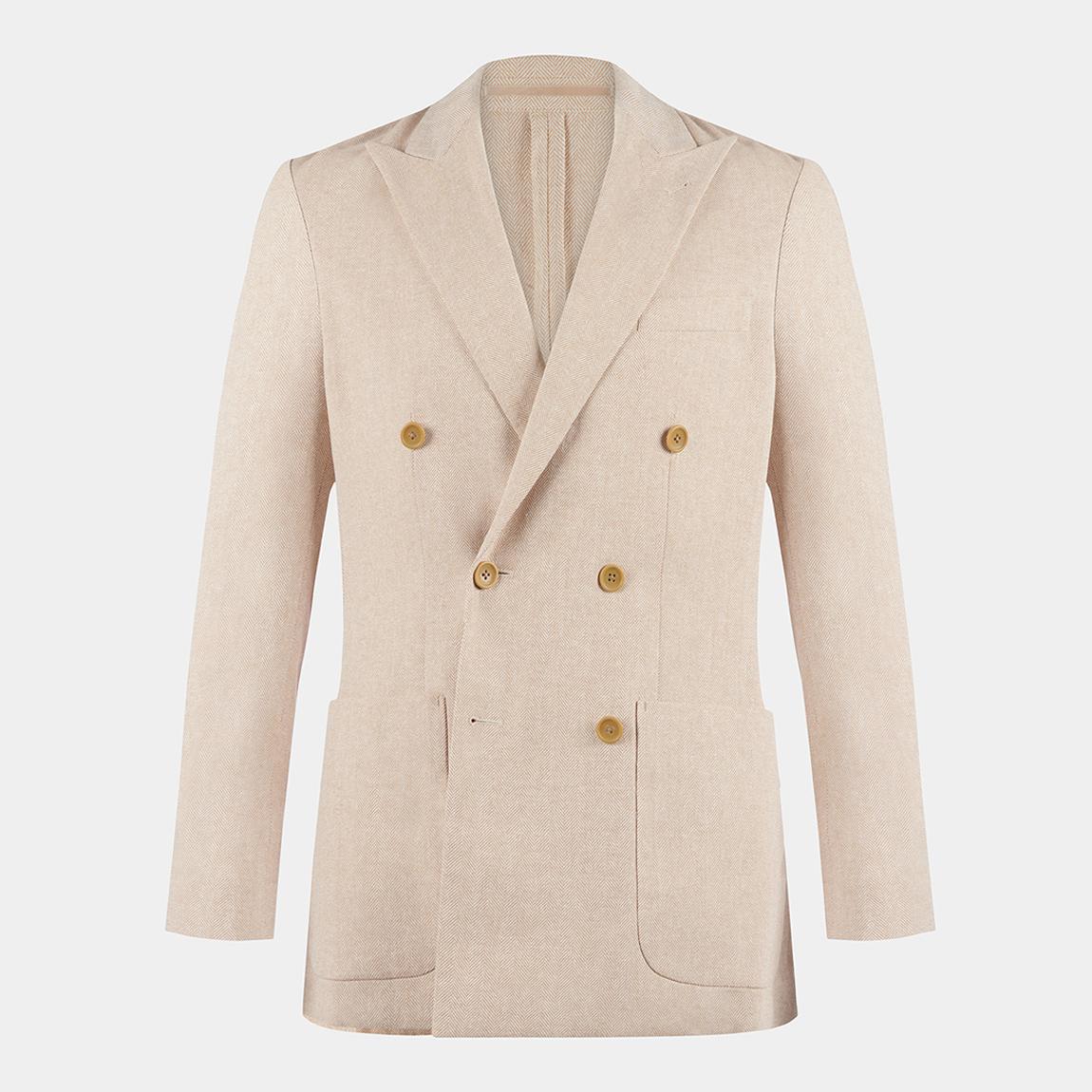 Cream Contemporary Linen Herringbone Jacket main product photo