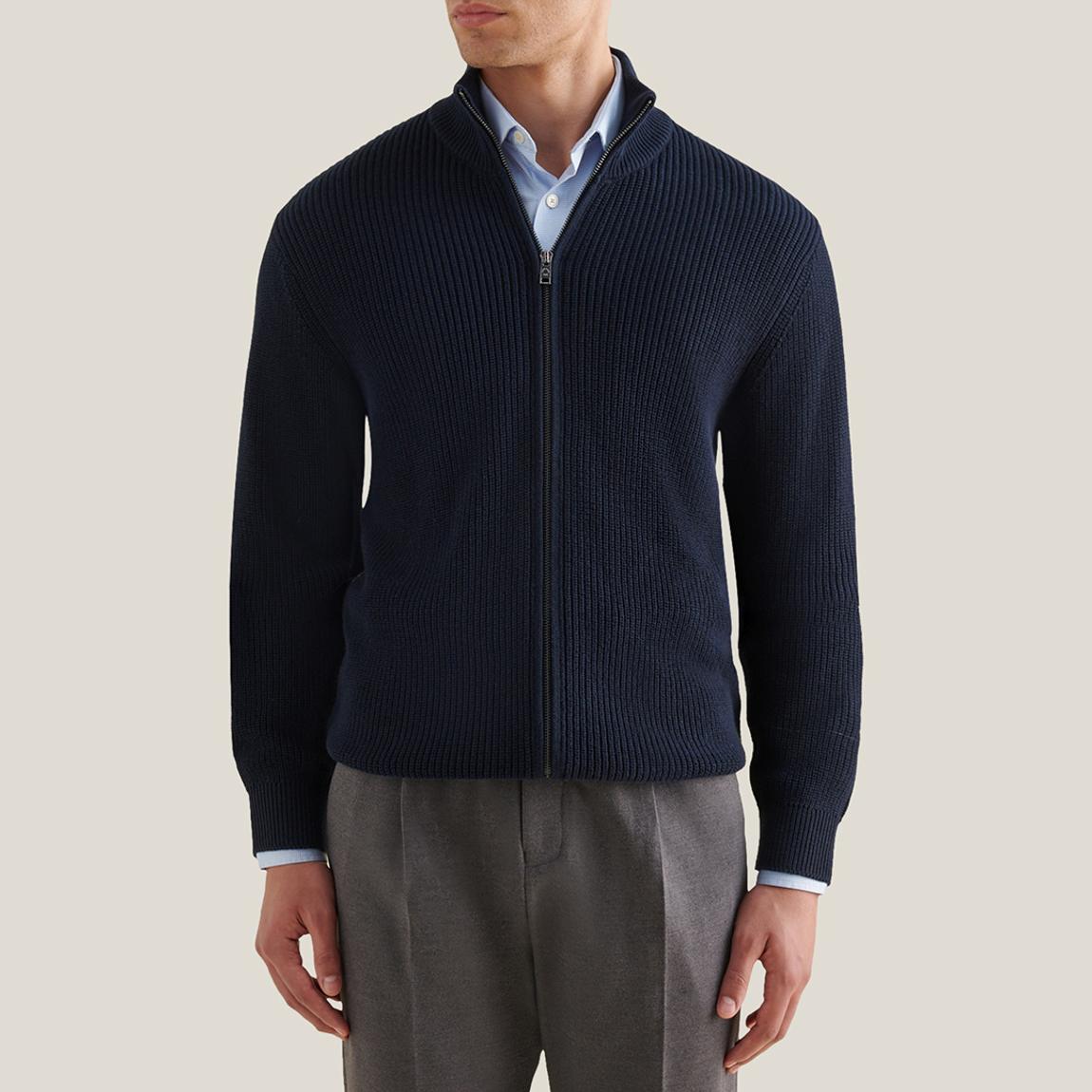 Navy Knitted Full Zip Jumper main product photo