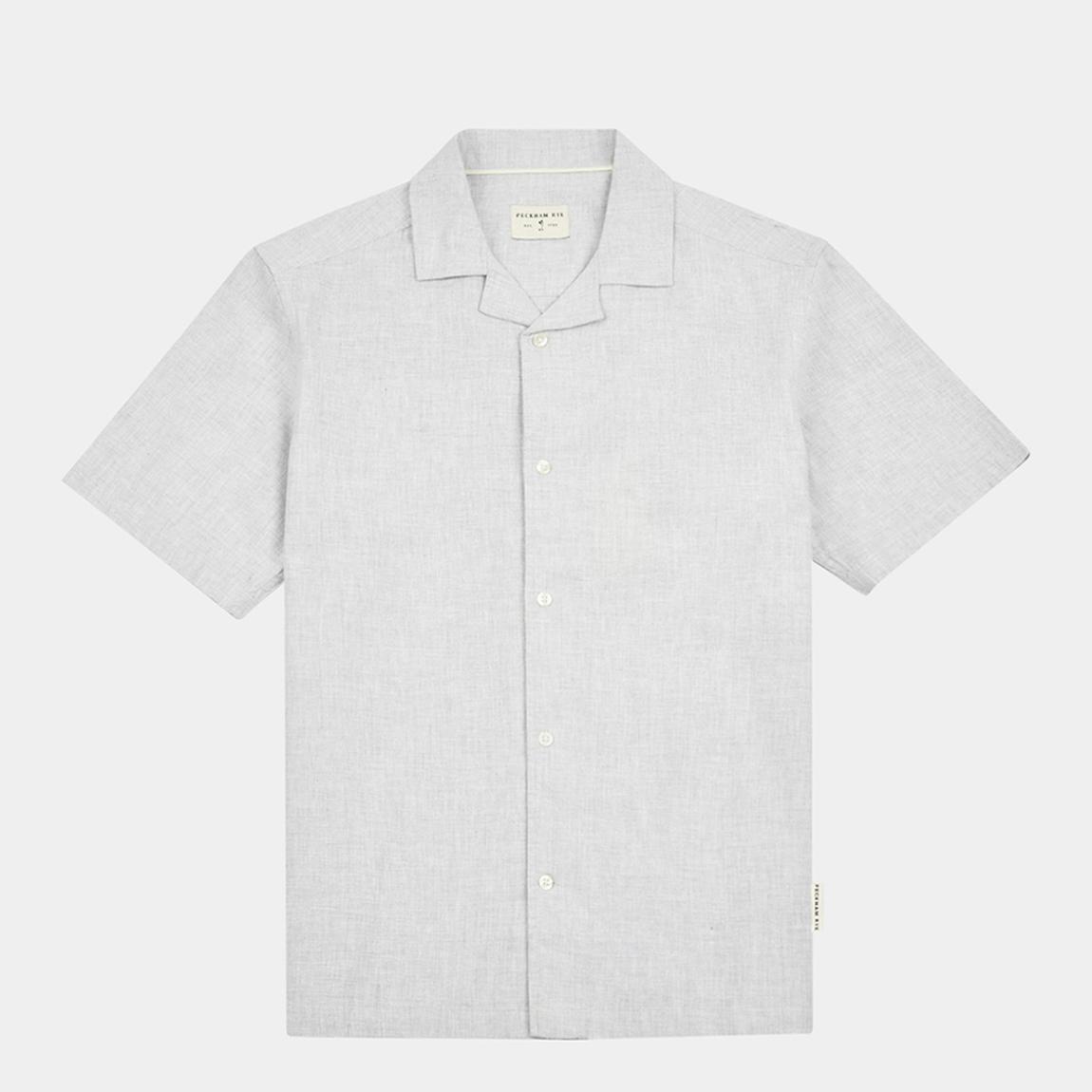 Grey Linen Revere Polo Shirt main product photo