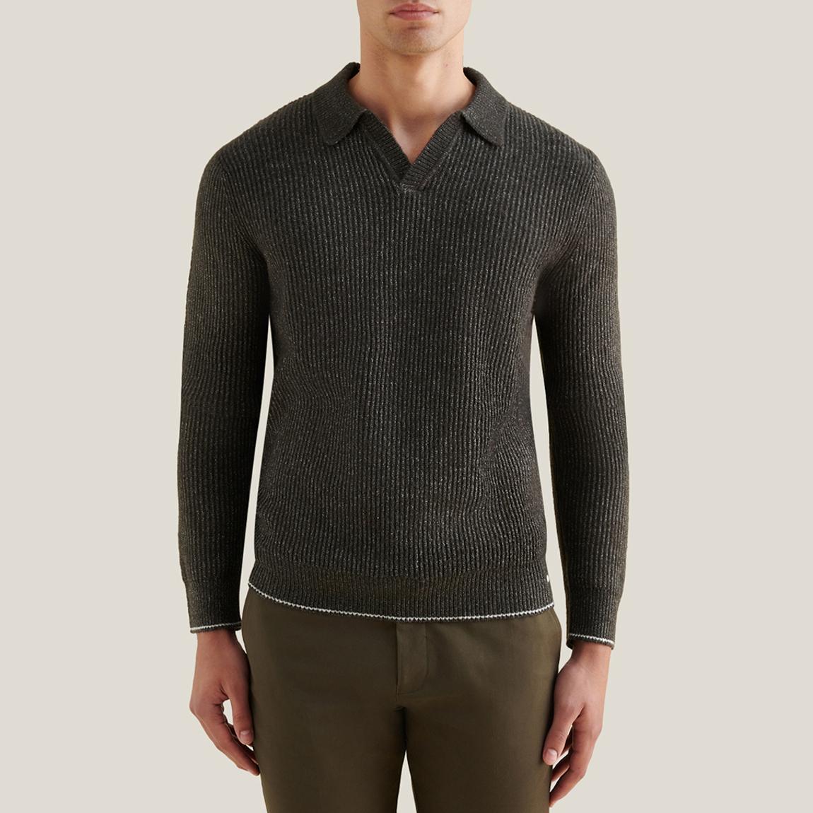 Grey Knitted Revere Jumper main product photo