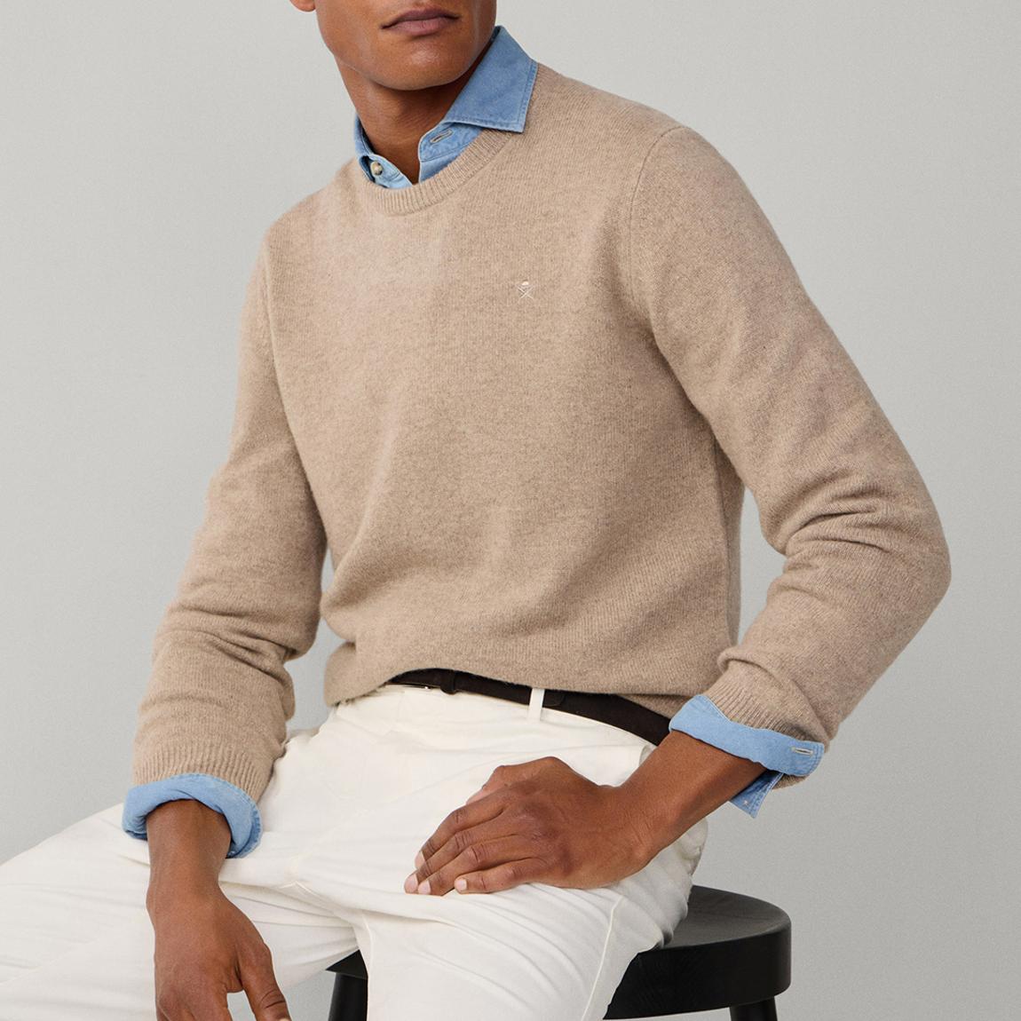 Beige Wool Crew Neck Jumper main product photo