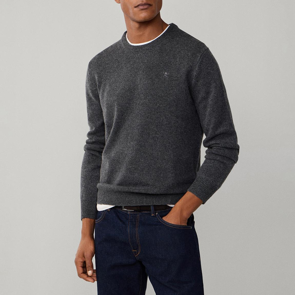 Grey Wool Crew Neck Jumper main product photo