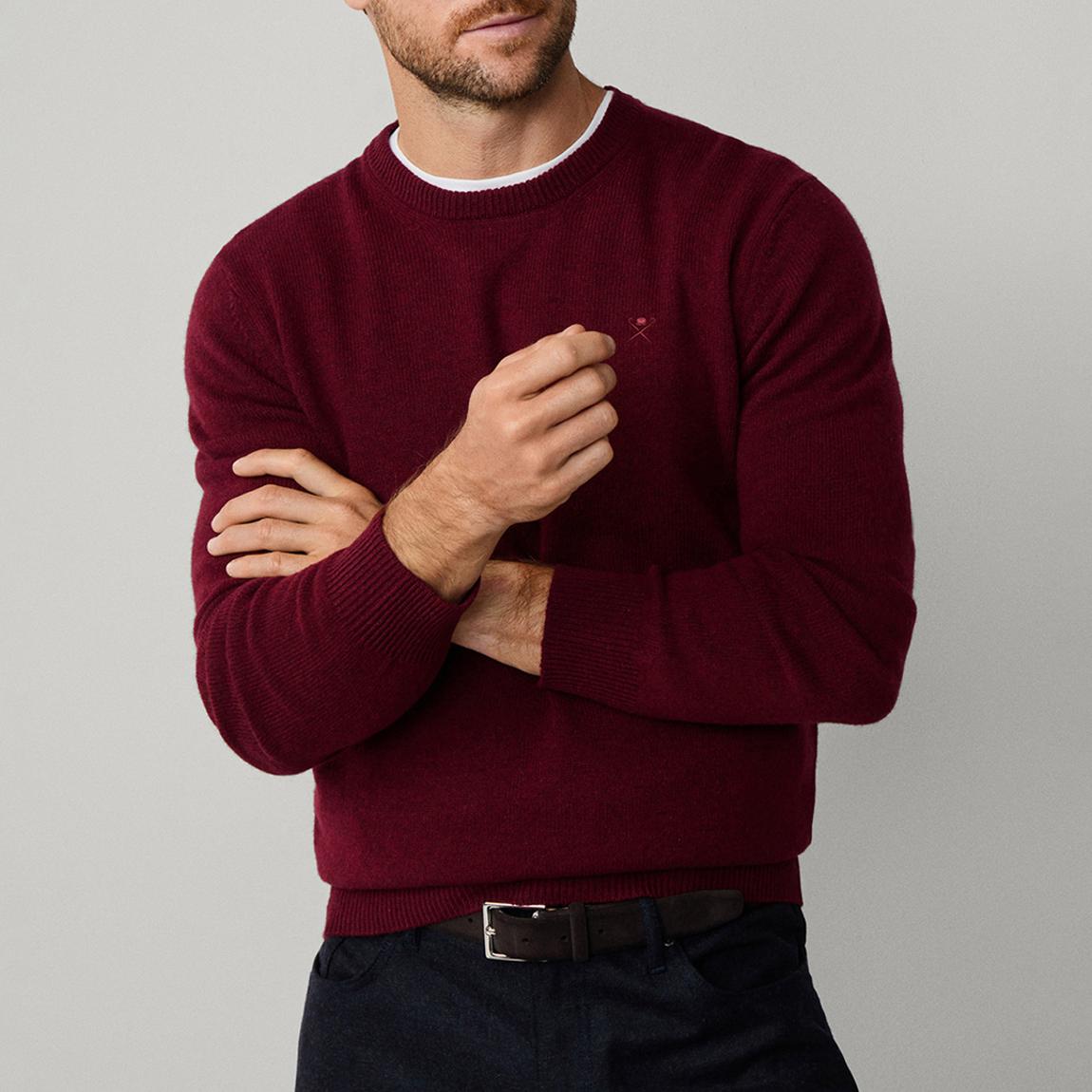 Burgundy Wool Crew Neck Jumper main product photo