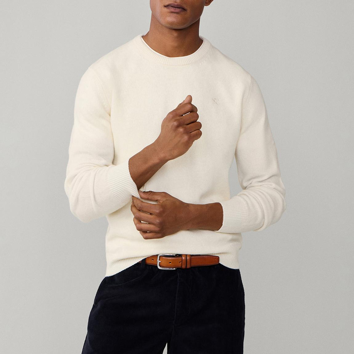 Cream Wool Crew Neck Jumper main product photo