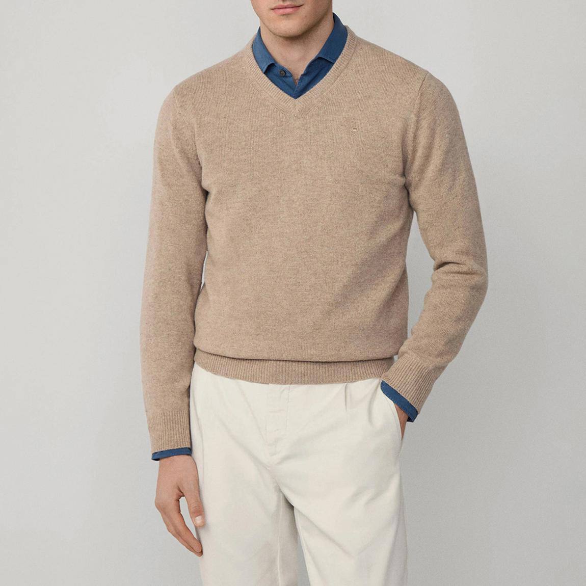 Beige Wool V-neck Jumper main product photo