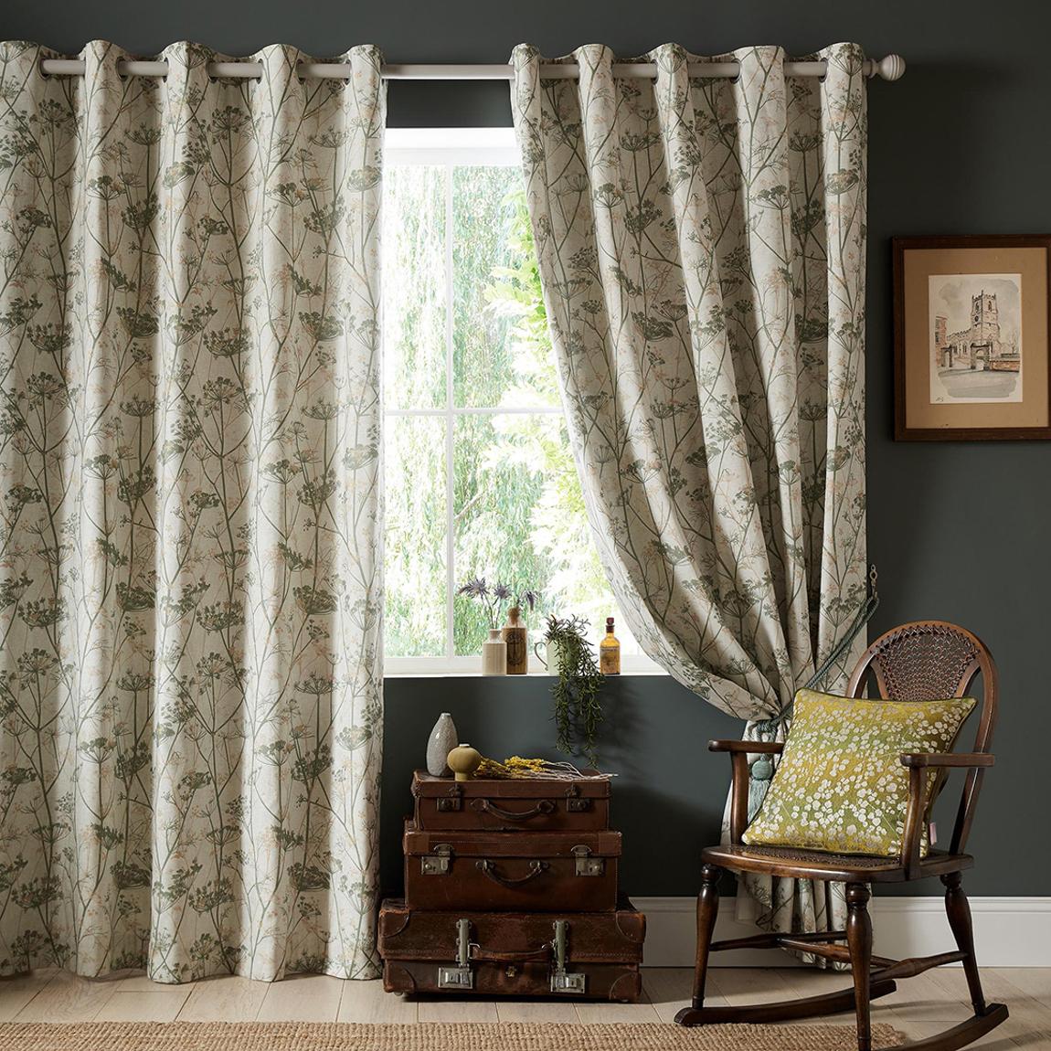 Wild Chervil Sedum Green 168x183cm Eyelet Curtains main product photo