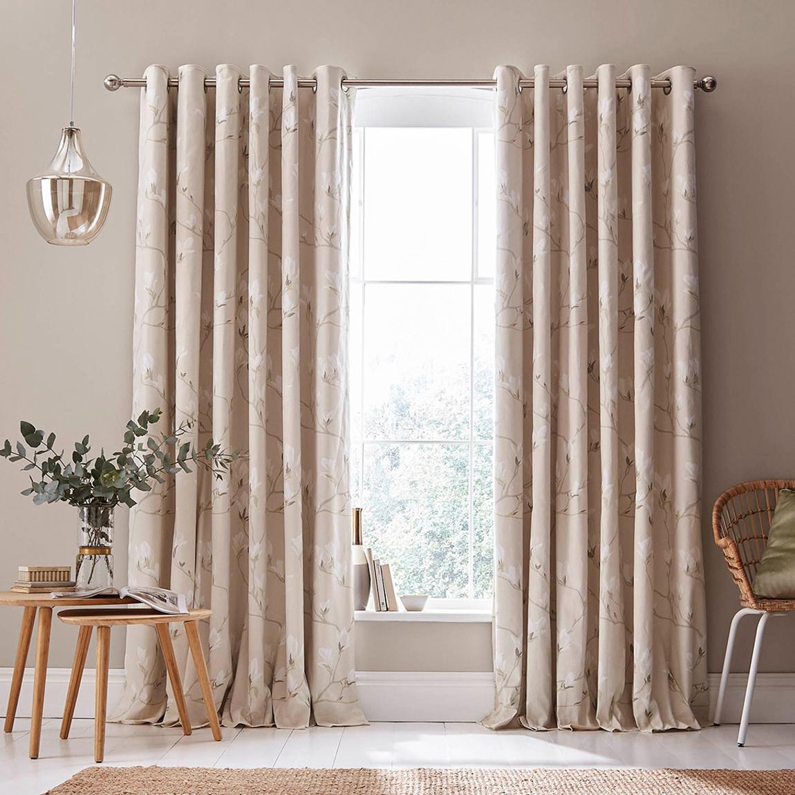 Magnolia Grove Natural 162x228cm Black Out Eyelet Curtains main product photo