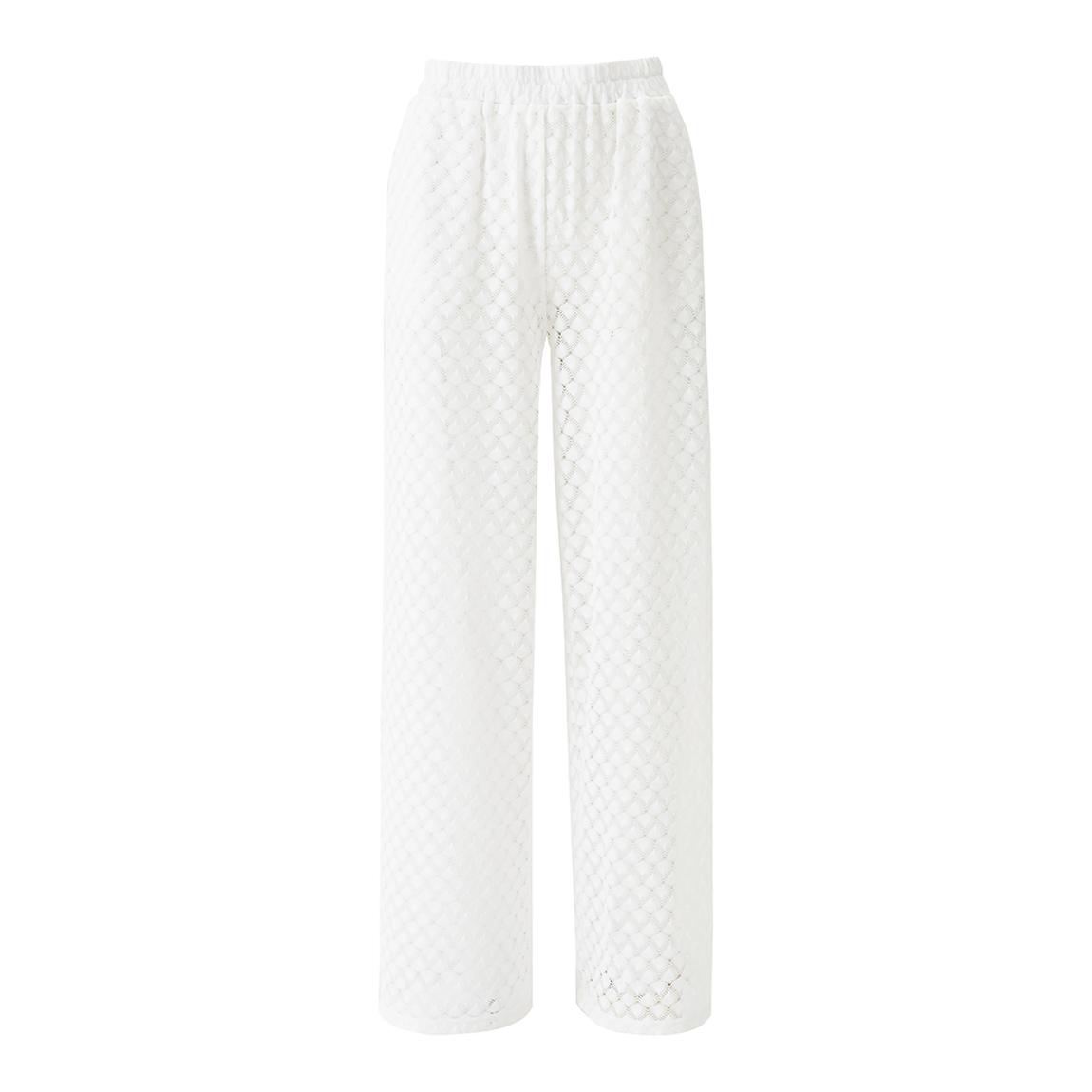 White Adi Crochet Pattern Trousers main product photo